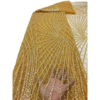 Tissu en dentelle de luxe brodé écologique blanc à sequins et perles, orné de diamants brillants pour robes de mariée et vêtements pour garçons et filles