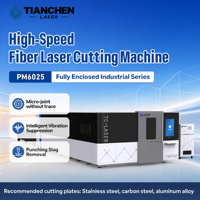 Machine de découpe laser à fibre entièrement fermée Tianchen PM6025 1500W pour métal, CNC 3 axes, refroidissement par eau, haute productivité 150m/min