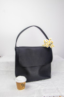Sac à bandoulière en cuir pleine fleur noir de haute qualité pour femme, motif bonbon vintage, grande capacité, fermeture éclair, été-automne