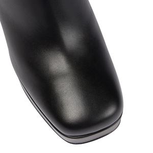 Chaussures de fête en cuir PU Beige noir, grande taille, fermeture éclair latérale, bout carré, plate-forme à talons épais, bottines d'<span class=keywords><strong>hiver</strong></span> pour femmes, <span class=keywords><strong>2022</strong></span> - Product Image 6