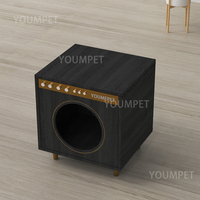 Maison pour chat rétro en MDF sur mesure, fabriquée par un fabricant OEM, avec griffoir en sisal et coussin amovible, lit pour chat en bois pour intérieur