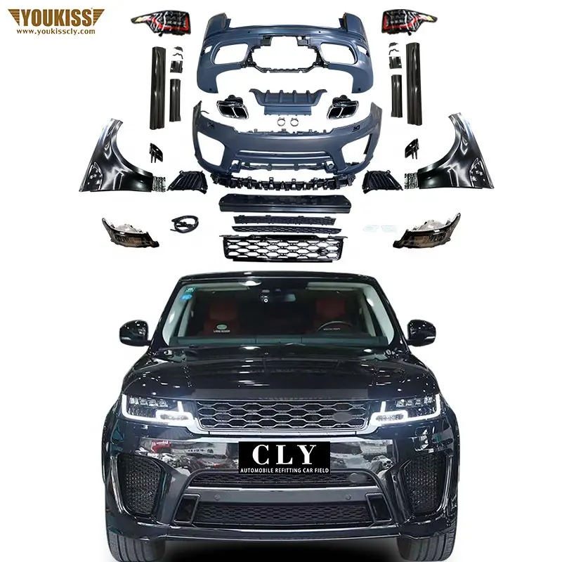 PP mükemmel Fitment vücut kiti Range Rover Sport için 15 -17 yükseltme SVR 18-21 izgara Fender kapı paneli far arka lambası gövde kiti