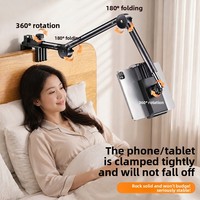 Support de téléphone pliable en alliage, pince de fixation pour bureau et chevet, support cantilever rotatif à 360° pour selfies stables