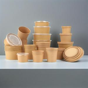 ชามซุปกระดาษคราฟท์แบบใช้แล้วทิ้งพร้อมฝาปิดทำจากกระดาษเกรดอาหารปรับแต่งได้ - Product Image 4