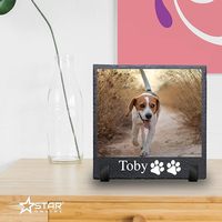 Plaques commémoratives personnalisées pour chiens Star Online, avec photo et nom personnalisés, en ardoise rectangulaire, pour animaux de compagnie, à poser, utilisation intérieure/extérieure (Design 8)