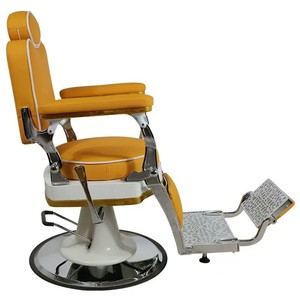 Fauteuil de Barbier Jaune Hydraulique en Cuir PU avec Repose-Pieds pour Salon de Coiffure - Product Image 4