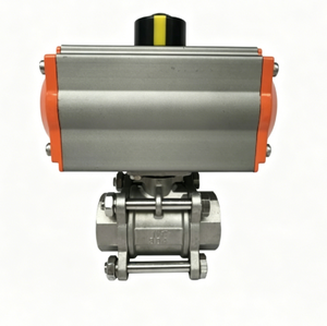 Vannes à boisseau sphérique pneumatiques filetées à plateforme haute en acier inoxydable 3 pièces Fude Sheng Q611F-16P pour milieux à haute température au Royaume-Uni - Product Image 4