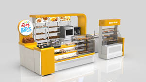 ซุ้ม<span class=keywords><strong>ขาย</strong></span><span class=keywords><strong>โดนัท</strong></span>คุณภาพสูง สีเหลืองและสีขาว พร้อมตู้โชว์<span class=keywords><strong>โดนัท</strong></span>ภายใน สำหรับ<span class=keywords><strong>ขาย</strong></span> - Product Image 3