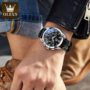 Olevs 2871 Reloj de Pulsera de Cuarzo para Hombre con Logotipo OEM, de Lujo y Moda, Cristal con Fase Lunar, Analógico, Correa de Cuero Casual - Product Image 6