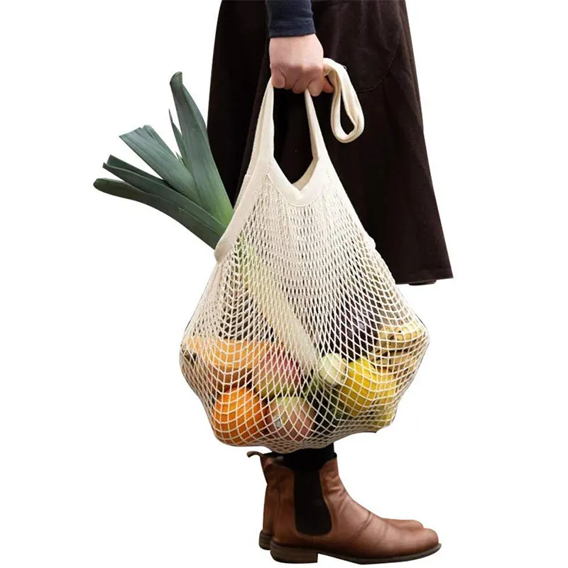 हॉट सेलिंग कस्टम मुद्रित लोगो सुपरमार्केट पर्यावरण अनुकूल पुन: प्रयोज्य किराना फल मेष नेट शॉपिंग बैग