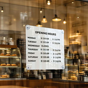 Tanda pengingat jam operasi toko dapat diganti dengan konten kreatif toko kaca pintu cangkir hisap bisnis pengingat tanda - Product Image 2