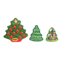 Boîte en fer blanc de Noël directe d'usine pour cadeau paquet de biscuits de bonbons pots en fer blanc de Noël personnalisés étain d'arbre de Noël en métal recyclable