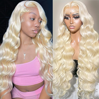 Perruque Lace Front 613 en Cheveux Humains, Densité 200, Perruque Lace Front 613 en Cheveux Humains, 30 Pouces, Ondulée, Blonde, pour Femmes Noires