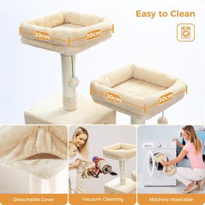 Grande tour de <span class=keywords><strong>chat</strong></span> de 72 pouces pour chats d'intérieur Poteaux à gratter recouverts de sisal Double panier de condo <span class=keywords><strong>2</strong></span> griffoirs rembourrés pour <span class=keywords><strong>arbre</strong></span> à <span class=keywords><strong>chat</strong></span> - Product Image 3