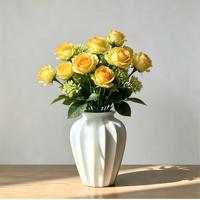 10-delige Parel Rozenboeket Kunstbloemen Thanksgiving Huisdecoratie Staande Ornament Binnen Hotel Zachte Inrichting Zijde