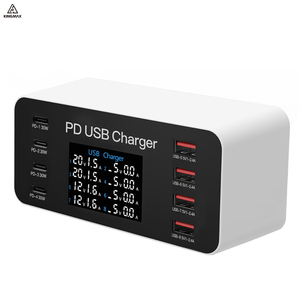 A9 PD Pantalla multifuncional Inteligente 8 puertos múltiples USB Tipo-C Estación de carga rápida QC3.0 Adaptador de cargador de carga rápida - Product Image 2