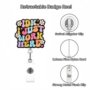 Porta Badge Retrattile Rosa per Infermieri con Clip a Coccodrillo, Porta Nome per Personale Pediatrico e d'Ufficio - Product Image 5