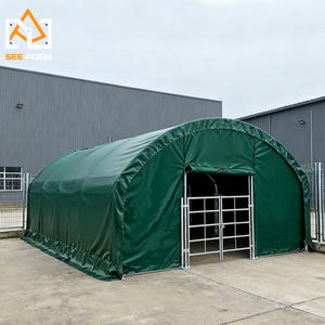 Refugio para Ganado de 6x6 m, Caballos, Cabras, Ovejas, Estructura de Acero Galvanizado en Caliente de Doble Capa de PE, Protección contra <span class=keywords><strong>Viento</strong></span> y Nieve, Refugio para Animales al Aire Libre - Product Image 6