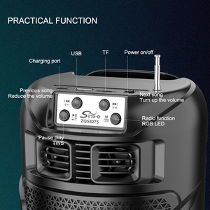 Thời trang zqs4275 loa không dây với năng lượng mặt trời sạc ăng-ten bên ngoài FM Đài phát thanh USB TF xe đẩy <span class=keywords><strong>Bluetooth</strong></span> loa - Product Image 2