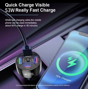 New 53W Car Charger QC3.0 Fast Charging Head Car Fast Charging Cigarette Lighter PD <b>Adapter</b> Suitable for iPhone - Product Image 4