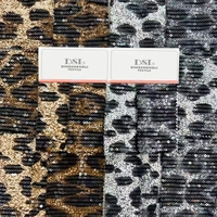Tissu extensible en polyester et élasthanne pour maillots de bain, robes de soirée et tenues de club, avec broderie de sequins léopard, style mode féminine DSL.