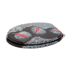 Asiento de inodoro redondo de MDF con estampado floral de mármol, cierre suave, bisagra de aleación de zinc con diseño de flor de ciruelo, liberación rápida, <span class=keywords><strong>tapa</strong></span> de inodoro para baño. - Product Image 3