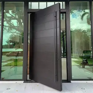 Maison moderne américaine villa grande taille teck bois massif porte d'entrée pivotante portes extérieures en bois