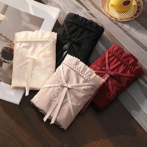 Mutandine <span class=keywords><strong>di</strong></span> <span class=keywords><strong>Lusso</strong></span> in Seta Sexy con Pizzo Trasparente, Slip da Donna a Vita Alta Leggermente Affusolato, Biancheria Intima <span class=keywords><strong>di</strong></span> Grandi Dimensioni - Product Image 6