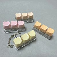 3 Keys PVC Fidget Keychain Mechanical Switch Keycap Tester Light-Up Feature Stress Relief Pinch Toy Heart Shape Digital Printing