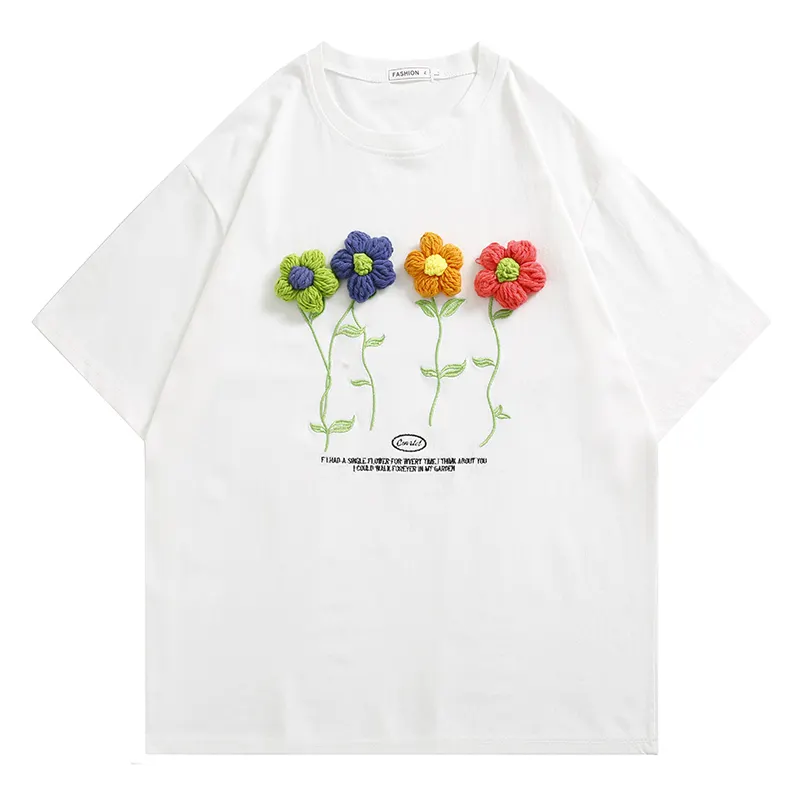 Short sleeve the three-dimensional casual designer flower printed graphic t shirts for men