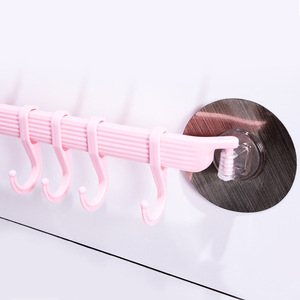 Creative kitchen wall-mounted <b>hooks</b>, PVC adhesive <b>bathroom</b> towel rack, six-link <b>hooks</b>, no drilling required, traceless adhesive - Product Image 2
