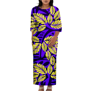 Nuevo Conjunto <span class=keywords><strong>de</strong></span> Vestido Puletasi Samoano con Diseño <span class=keywords><strong>de</strong></span> Arte <span class=keywords><strong>de</strong></span> las Islas del Pacífico, Venta al Por Mayor, Personalizado, Tallas Grandes para Mujer, Cuello Redondo, Diseño con Botones, 2 Piezas - Product Image 3
