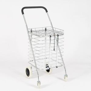 Supermarket <b>Portable</b> Metal Shopping Cart Outdoor Folding <b>Trolley</b> with Crystal Wheel for Beach & Casual Shopping - Product Image 1