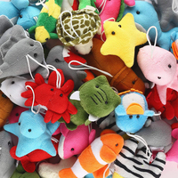 Lot de 25 mini-chaînes porte-clés en peluche en forme de créatures marines, jouets pour sacs, vente en gros à prix réduit