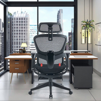 Chaise de bureau ergonomique Chaise de bureau moderne en maille avec appui-tête 4D réglable Siège rotatif et fonction inclinable