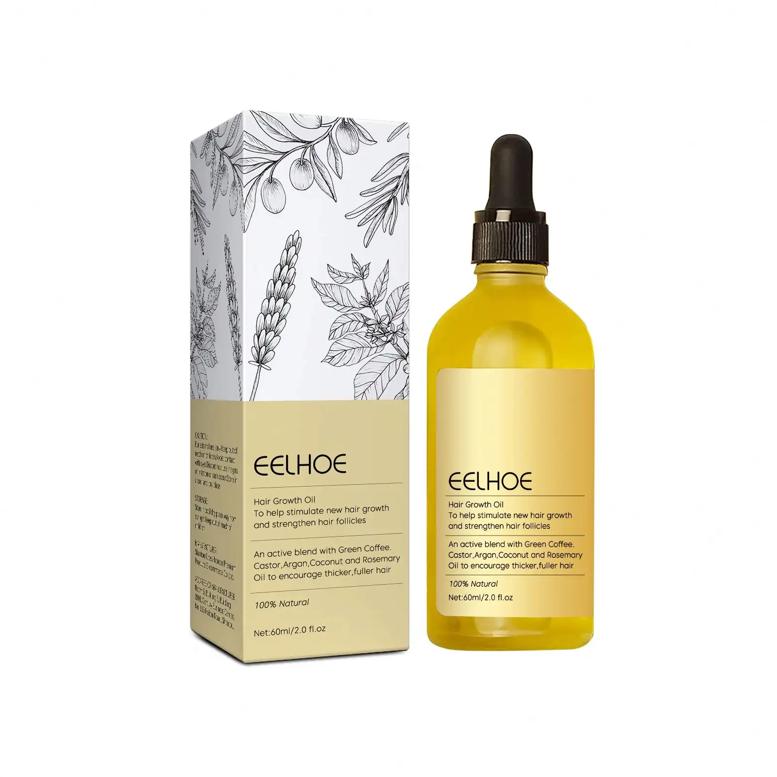 EELHOE Vente en gros Marque privée Huile essentielle de romarin naturelle et biologique 60ML Soins capillaires anti-chute pour femmes Traitement pour la croissance des cheveux