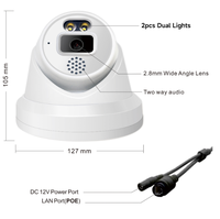 Cámara de Seguridad IP PoE Tipo Torreta para Exteriores, Color Negro, IA, 4K, 8MP, Visión Nocturna en Color, Luz Híbrida Inteligente, Audio Bidireccional, Micrófono y Altavoz