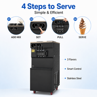 Nouvelle machine à crème glacée molle commerciale 36-38L/H haute capacité 3 saveurs avec pré-refroidissement de qualité industrielle XY-C966