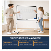 Tableau blanc mobile à cadre en aluminium pour l'école avec rotation à 360° °   Tableau blanc magnétique rotatif sur pied à 4 roues, personnalisé, pour marqueurs secs