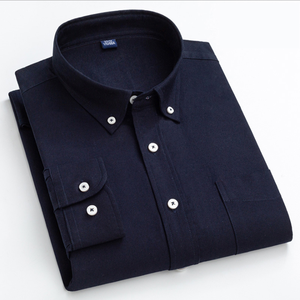 Pur coton hommes couleur unie à manches longues Oxford <span class=keywords><strong>chemise</strong></span> col boutonné grande <span class=keywords><strong>taille</strong></span> une poche Oxford <span class=keywords><strong>chemise</strong></span> pour hommes - Product Image 5
