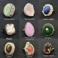 Bague en perles baroques et strass, style vintage français, bijoux en pierres naturelles, accessoires pour femmes, cadeau pour la Saint-Valentin