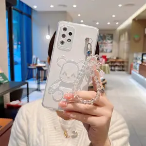 卓越的3D水晶卡通熊手链设计软透明TPU手机后盖外壳适用于Iphone 11 Pro Max