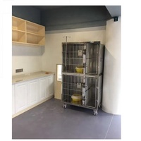 Cage pour gros chats en acier inoxydable vétérinaire avec cage à oxygène