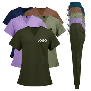 Custom Logo Ademende Verpleegkundige Ziekenhuisuniformen Schoonheid Tandheelkundige Salon Werkkleding Uniform Medische Unisex Scrubs Sets