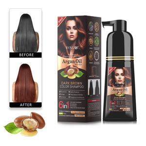 <span class=keywords><strong>Shampoing</strong></span> <span class=keywords><strong>Colorant</strong></span> Capillaire Non Allergène Sans Ammoniaque Permanent 6 en 1 Brun Foncé à l'Huile d'Argan Herbal pour Cheveux Noirs - Product Image 2