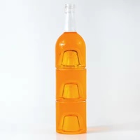 Ensemble de bouteilles à liqueur en verre empilables 250ml 500ml 750ml Bouteilles à spiritueux vides modulaires avec bouchon à vis pour Tequila Brandy Boissons énergisantes
