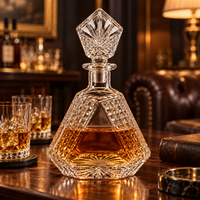 Carafe à whisky triangulaire en cristal avec bouchon en verre taillé en diamant pour logo personnalisé, bourbon, scotch, cadeaux pour bar à domicile – Entrepôt USA