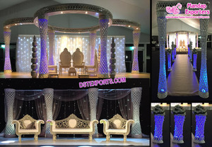 Mandap de corte de diamante para boda india, pilares de boda imperiales, Mandap de cristal para boda encantadora, escenario - Product Image 5