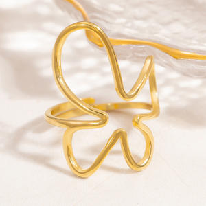 Flower Shape Open <b>Titanium</b> Steel <b>Ring</b> For Women Geometric Design Gift Jewelry Yiwu Origin JZ21009 - Product Image 2