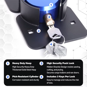 Hırs asma kilit Puck kilit anahtarlı ağır çelik asma kilitler ile farklı kapılar için kamyon kapıları römork - Product Image 4